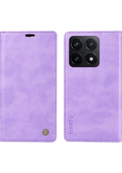 Xiaomi 14T Kılıf Cüzdan Litchi Tahıl Deri Telefon Kapağı Manyetik Otomatik Emilmiş-Mor Için (Yurt Dışından)