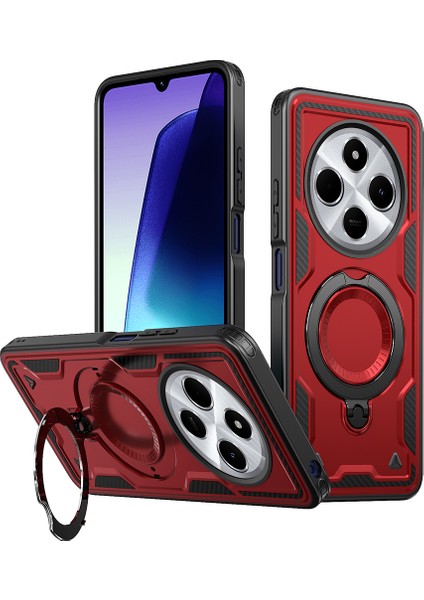 Xiaomi Poco C75 4g/redmi 14R 5G/14C 4g Için Magsafe Askeri Koruma Pc+Tpu Kapak-Kırmızı ile Uyumlu (Yurt Dışından)