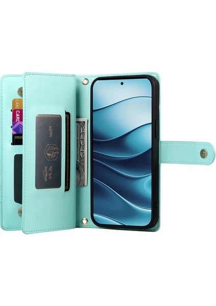 Xiaomi Redmi Için Not 14 5g/14 4g Kılıf Fermuarlı Cep Cüzdan Deri Telefon Kılıfı Sapanlar-Nane Yeşili (Yurt Dışından) fiyatları