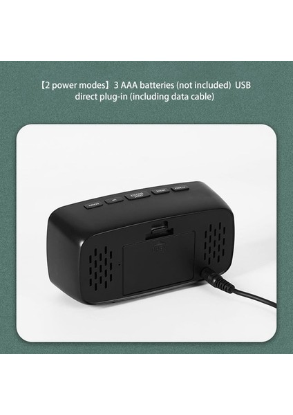 Çalar Saat, Akıllı Dijital Çalar Saat Başucu, Yatak Odası Için 12/24H Tarih Sıcaklık Ertelemeli Kırmızı LED Seyahat USB Masa, Siyah, Siyah ve Kırmızı (Yurt Dışından)