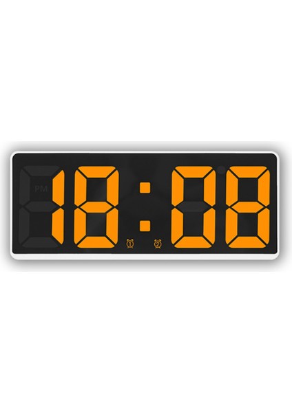 Dijital Saat, Dijital Çalar Saat Basit LED Büyük Ekran Yatak Odası Başucu Turuncu, Beyaz (Yurt Dışından)