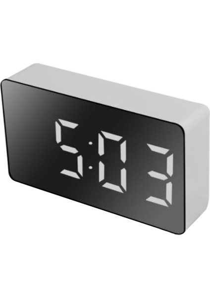 Dijital Çalar Saatler, LED Çok Fonksiyonlu Aynalı Saat, Dijital Alarm Erteleme Ekran Zaman Gece LCD Işık, Masaüstü USB 5V/EV Dekoru Yok, Gümüş ve Siyah (Yurt Dışından)