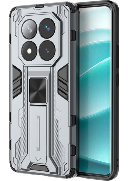 Xiaomi Redmi Note 14 Pro 5G Kılıf PC+TPU Standlı Darbeye Dayanıklı Telefon Kapağı-Gri (Yurt Dışından)