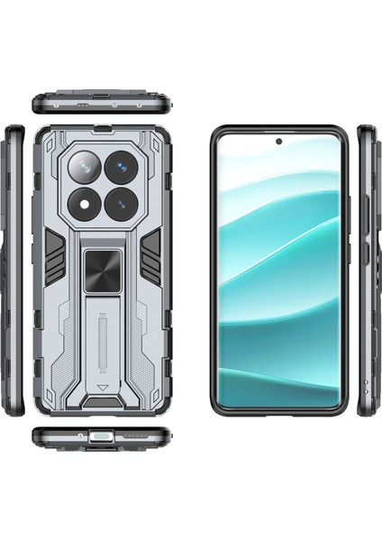 Xiaomi Redmi Note 14 Pro 5G Kılıf PC+TPU Standlı Darbeye Dayanıklı Telefon Kapağı-Gri (Yurt Dışından) fırsatları