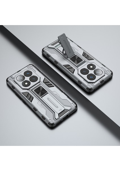 Xiaomi Redmi Note 14 Pro 5G Kılıf PC+TPU Standlı Darbeye Dayanıklı Telefon Kapağı-Gri (Yurt Dışından) indirimleri