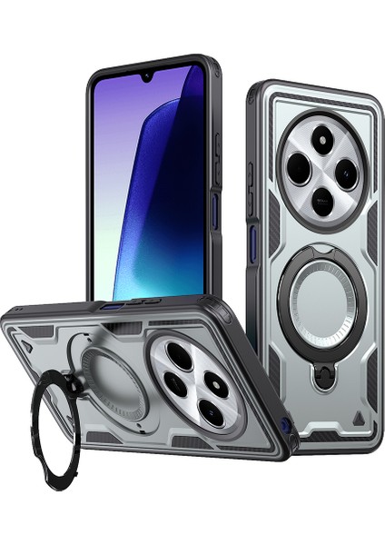 Xiaomi Poco C75 4g/redmi 14R 5G/14C 4g Için Magsafe Askeri Koruma Pc+Tpu Kapak-Gri ile Uyumlu (Yurt Dışından)