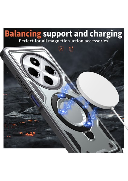 Xiaomi Poco C75 4g/redmi 14R 5G/14C 4g Için Magsafe Askeri Koruma Pc+Tpu Kapak-Gri ile Uyumlu (Yurt Dışından)