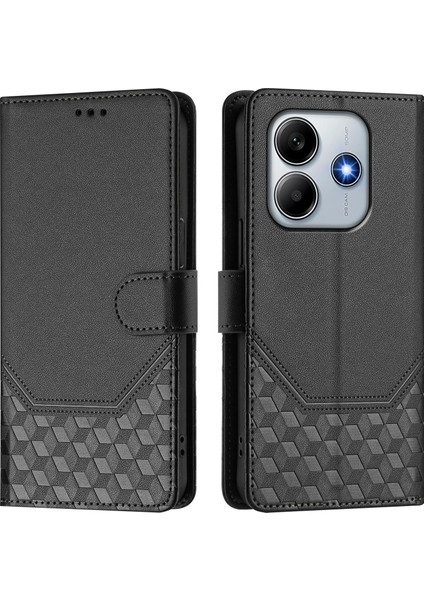 Xiaomi Redmi Note 14 5g Kılıf Baskılı Petek Rfıd Engelleme Deri Telefon Kılıfı Kayışlı-Siyah (Yurt Dışından) indirimleri