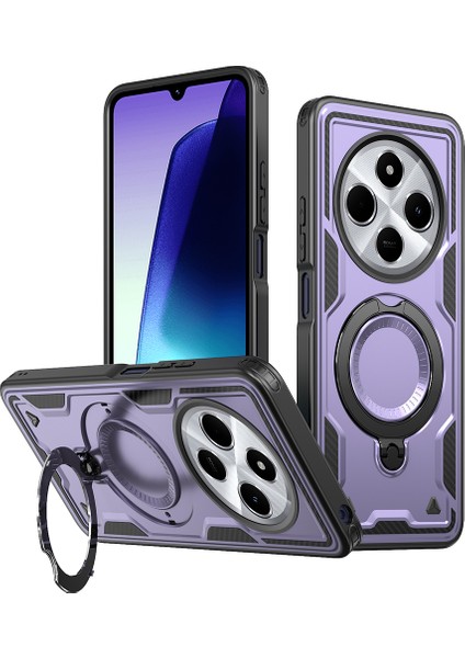 Xiaomi Poco C75 4g/redmi 14R 5G/14C 4g Için Magsafe Askeri Koruma Pc+Tpu Kapak-Mor ile Uyumlu (Yurt Dışından)