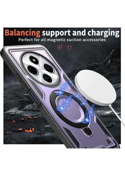 Xiaomi Poco C75 4g/redmi 14R 5G/14C 4g Için Magsafe Askeri Koruma Pc+Tpu Kapak-Mor ile Uyumlu (Yurt Dışından)