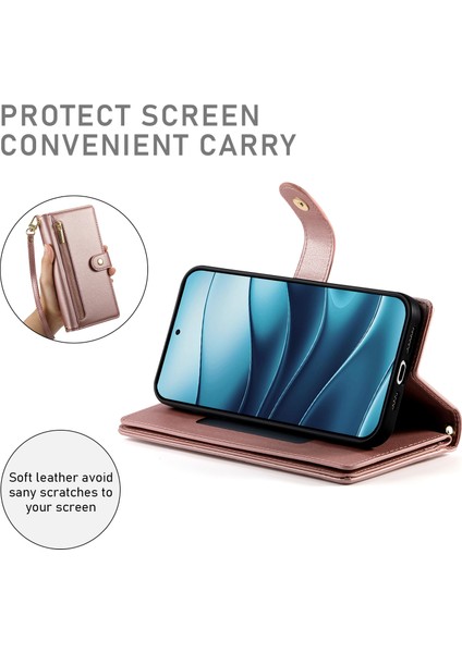 Xiaomi Redmi Note 14 5g/14 4g Kılıf Fermuarlı Cep Cüzdan Deri Telefon Kılıfı Askılı-Pembe (Yurt Dışından) modelleri