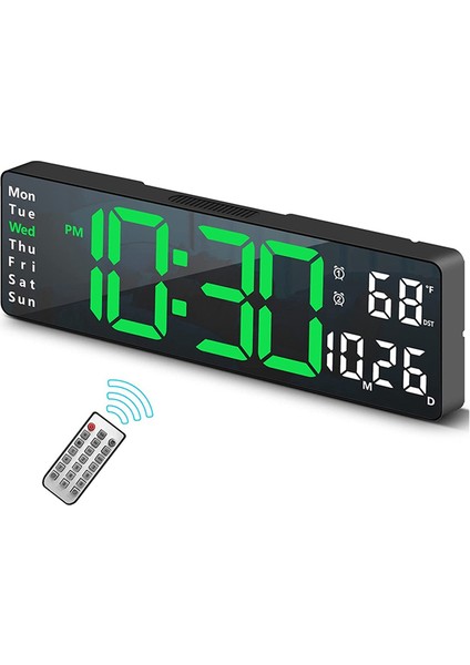 Çalar Saat, 13 Inç Büyük Ekran LED Dijital Duvar Saati Uzaktan Kumanda Masa Alarm Tarih Hafta Otomatik Kısma Saati-A, Siyah (Yurt Dışından)