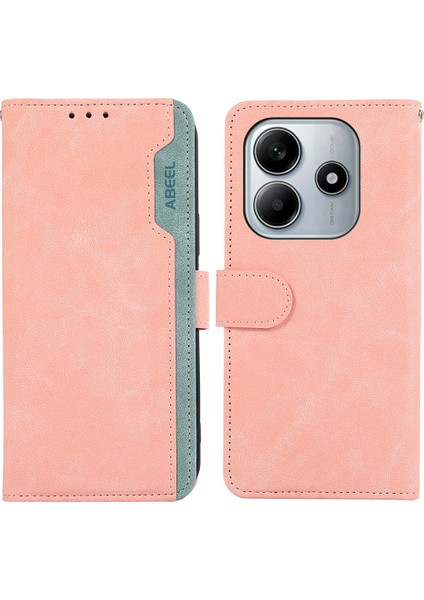 Xiaomi Redmi Note 14 4g Kılıf Renk Ekleme Deri Flip Telefon Kapağı Rfıd Engelleme-Pembe (Yurt Dışından)