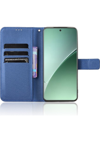Xiaomi 15 Kılıf Pu Deri Elmas Doku Cüzdan Telefon Kapağı-Mavi Için (Yurt Dışından) modelleri