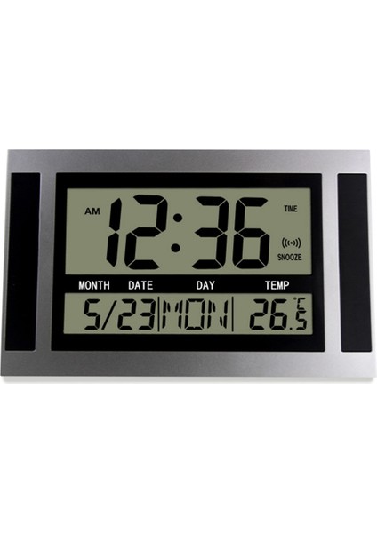 Çalar Saat, Dijital Duvar Saati LCD Büyük Sayı Zaman Sıcaklık Takvim Alarm Masa Masa Modern Tasarım Ofis Ev Gümüş, Gümüş (Yurt Dışından)