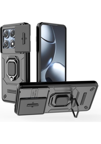 Xiaomi 14T Pro Kılıf Pc+Tpu Lens Kapaklı Telefon Koruyucu-Siyah (Yurt Dışından)