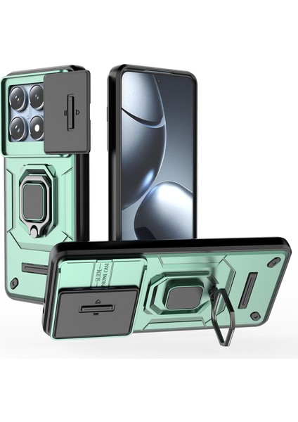 Xiaomi 14T Pro Kılıf Pc+Tpu Lens Kapaklı Telefon Koruyucu-Yeşil (Yurt Dışından)