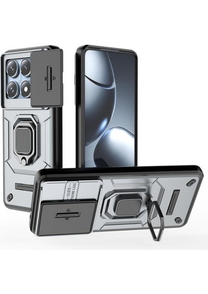 Xiaomi 14T Pro Kılıf Pc+Tpu Lens Kapaklı Telefon Koruyucu-Gri (Yurt Dışından)