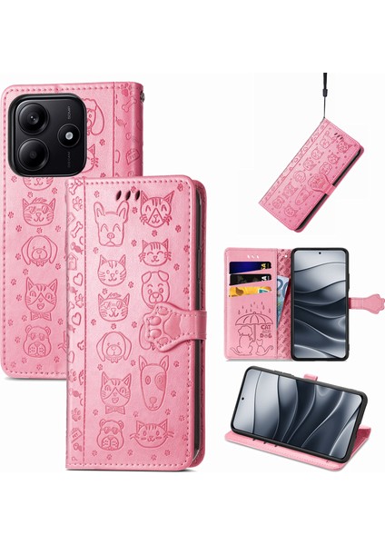 Xiaomi Redmi Note 14 5g Kılıf Deri Cüzdan Çevirme Telefon Kapağı Sevimli Kedi Köpek Desen-Pembe (Yurt Dışından) indirimleri