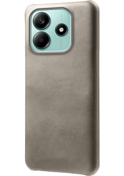 Xiaomi Redmi Note 14 5g Kılıf Buzağı Dokusu Pu Deri Sert Pc Koruyucu Telefon Kapağı-Gri (Yurt Dışından)