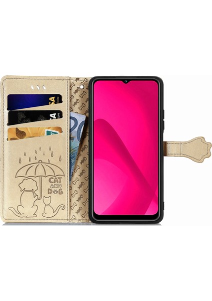 Xiaomi Redmi Için 14C 4G/14R 5g/poco C75 4g Cüzdan Çevirme Telefon Kapağı Sevimli Kedi Köpek Desen-Altın (Yurt Dışından) fiyatları