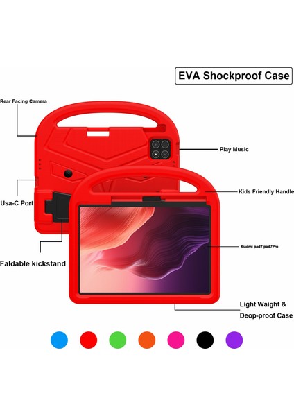 Xiaomi Pad 7 Pro / Pad 7 Kılıf Serçe Stili Eva Tablet Kılıfı - Kırmızı (Yurt Dışından)