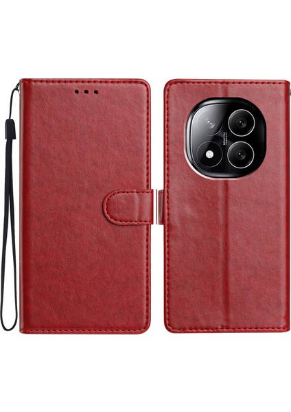 Xiaomi Redmi Note 14 Pro 5g Cüzdan Telefon Kılıfı, Kullanışlı Askı-Kırmızı (Yurt Dışından)