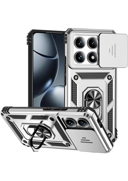 Xiaomi 14T Pro Kılıf Pc + Tpu Telefon Kapağı Lens Için Ultimate Koruma Standı-Gümüş (Yurt Dışından)