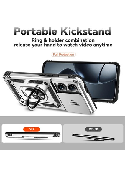 Xiaomi 14T Pro Kılıf Pc + Tpu Telefon Kapağı Lens Için Ultimate Koruma Standı-Gümüş (Yurt Dışından) modelleri