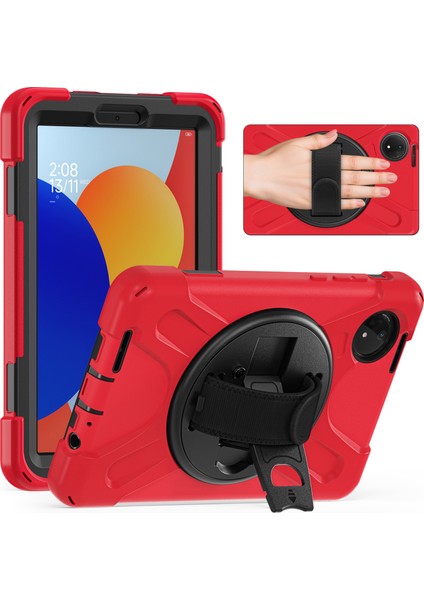 Xiaomi Redmi Pad Se 4g 8.7 Inç Kılıf Için Tpu+Pc+Silikon Anti-Drop Tablet Kapak-Kırmızı (Yurt Dışından)