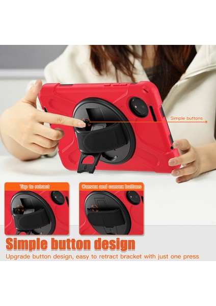 Xiaomi Redmi Pad Se 4g 8.7 Inç Kılıf Için Tpu+Pc+Silikon Anti-Drop Tablet Kapak-Kırmızı (Yurt Dışından)