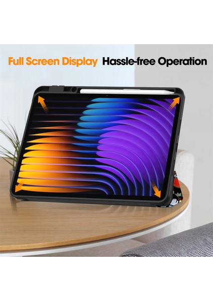 Xiaomi Pad 7 Pro / Pad 7 Desen Baskı Üç Katlı Deri + Kalem Tutucu-Graffiti ile Tpu Kapak Için (Yurt Dışından)
