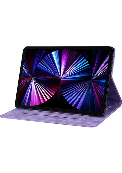 Xiaomi Pad 7 Kılıf Flip Deri Telefon Kapağı Için Kiraz Çiçeği Kedi Baskılı-Mor (Yurt Dışından)
