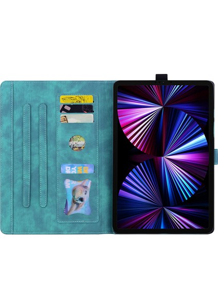 Xiaomi Pad 7 Kılıf Flip Deri Telefon Kapağı Için Kiraz Çiçeği Kedi Baskılı-Yeşil (Yurt Dışından)