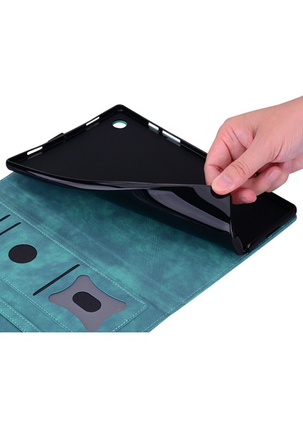 Xiaomi Pad 7 Kılıf Flip Deri Telefon Kapağı Için Kiraz Çiçeği Kedi Baskılı-Yeşil (Yurt Dışından)