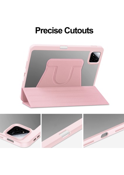 Xiaomi Pad 7 Pro / Pad 7 Kılıfı 360&#176; Rotary PU Deri+Akrilik Tablet Kılıfı (Klavyesiz)-Pembe (Yurt Dışından) fırsatları