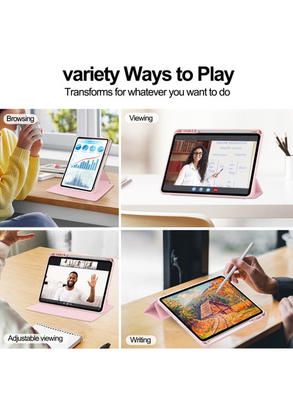 Xiaomi Pad 7 Pro / Pad 7 Kılıfı 360&#176; Rotary PU Deri+Akrilik Tablet Kılıfı (Klavyesiz)-Pembe (Yurt Dışından) indirimleri