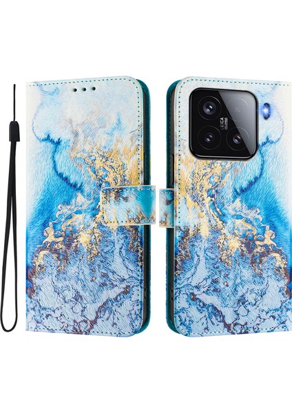 Xiaomi 15 Kılıf Desen Baskı Cüzdan Telefon Kılıfı Askı-Okyanus Mermeri Için (Yurt Dışından) modelleri