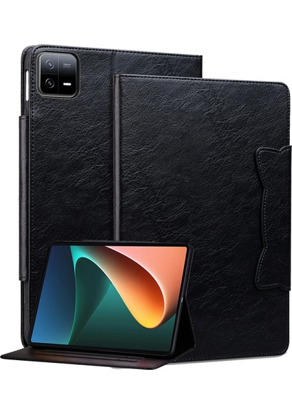 Xiaomi Pad 7 Kılıf Kedi Toka Kapatma Deri Koruyucu Kapak-Siyah (Yurt Dışından)