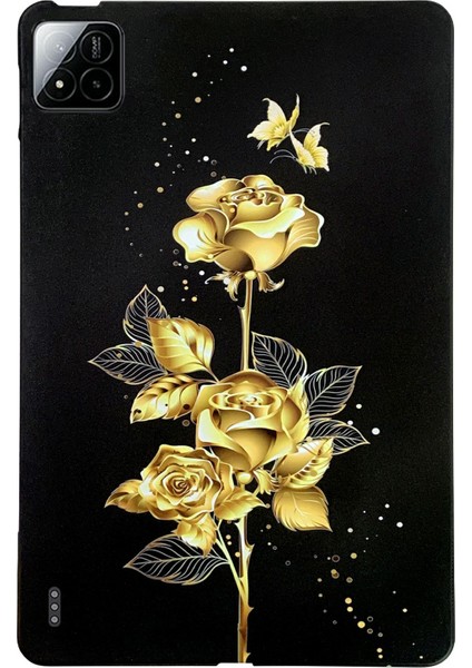 Xiaomi Pad 7 Pro / Pad 7 Desen Baskı Ince Tablet Koruyucu Kapak-Altın Gül Için (Yurt Dışından)