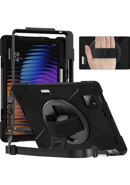 Xiaomi Pad 7 Için Tpu Pc Omuz Askılı Silikon Tablet Kılıfı-Siyah (Yurt Dışından)