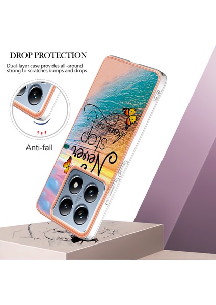 Xiaomi 14T Pro Kılıf Yb Imd Serisi-1 Stil-A Imd Mermer Çiçek Desenli Tpu Telefon Kapağı-Never Stop Dreaming (Yurt Dışından) fiyatları