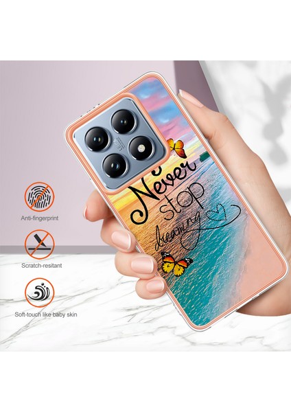 Xiaomi 14T Pro Kılıf Yb Imd Serisi-1 Stil-A Imd Mermer Çiçek Desenli Tpu Telefon Kapağı-Never Stop Dreaming (Yurt Dışından) modelleri