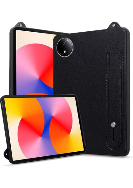 Xiaomi Redmi Pad Se 4g 8.7 Inç Kılıf El Kayışı Deri Tablet Kapağı-Siyah (Yurt Dışından)