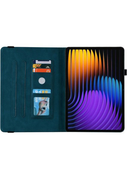 Xiaomi Pad 7 Pro / Pad 7 Kılıf Kart Tutucu Çizilmez Deri Kapak Gül Çiçek Baskı-Gül (Yurt Dışından)