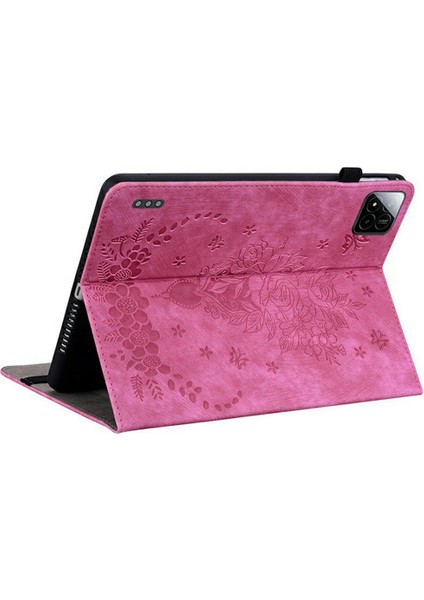 Xiaomi Pad 7 Pro / Pad 7 Kılıf Kart Tutucu Çizilmez Deri Kapak Gül Çiçek Baskı-Gül (Yurt Dışından)