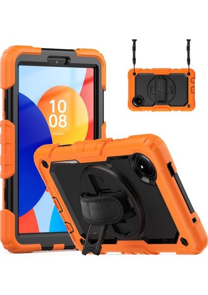 Xiaomi Redmi Pad Se 4g 8.7 Inç Kılıf El Kayışı Pc + Silikon Tablet Kapağı Pet Ekran Koruyucu Ile-Turuncu (Yurt Dışından)