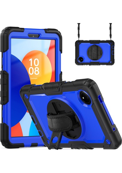 Xiaomi Redmi Pad Se 4g 8.7 Inç Kılıf El Kayışı Pc + Silikon Tablet Kapak Pet Ekran Koruyucu-Koyu Mavi Pc Için (Yurt Dışından)