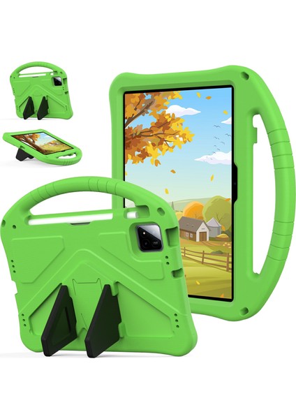 Xiaomi Pad 7 Pro / Pad 7 Kılıf Eva Tablet Kapaklı Saplı Çocuk Dostu-Yeşil (Yurt Dışından)