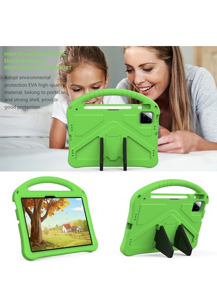 Xiaomi Pad 7 Pro / Pad 7 Kılıf Eva Tablet Kapaklı Saplı Çocuk Dostu-Yeşil (Yurt Dışından)